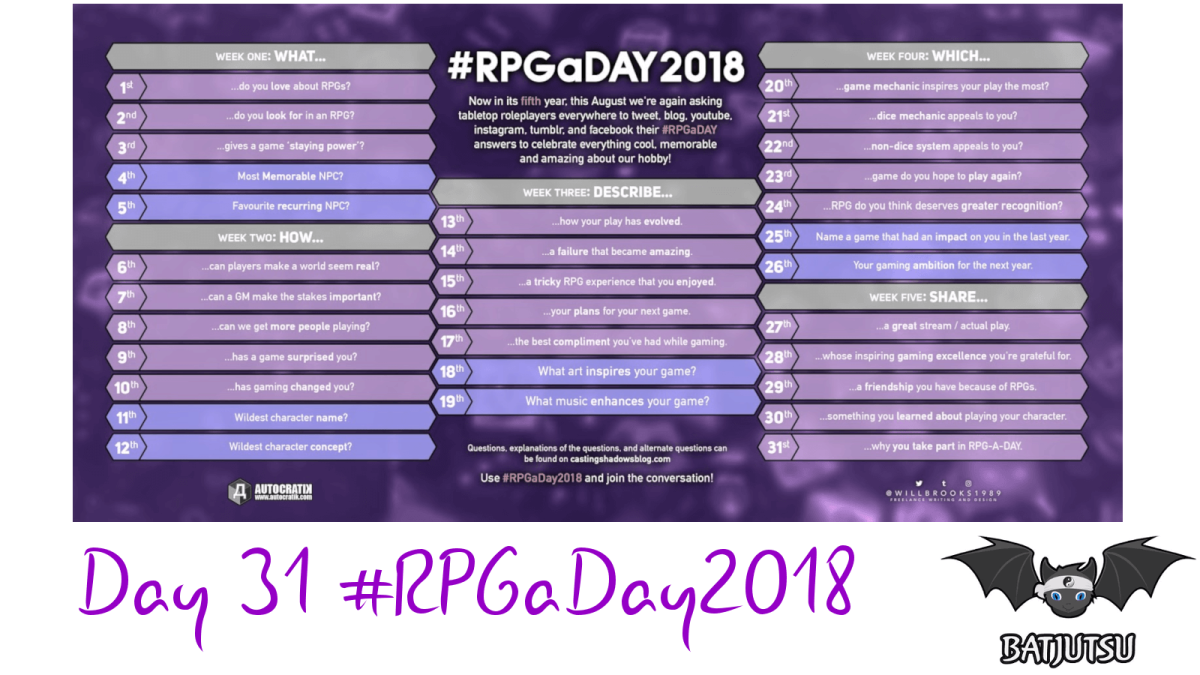#RPGaDay2018 Day31 Why Join In